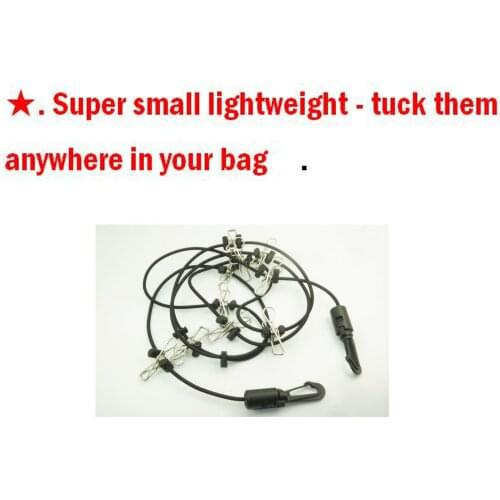 Travel Clothesline w/ Stainless Steel Pegless Washing Camping for Lingerie/Dress