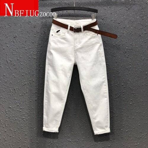 Elastic Plus Size Women Denim Pants Autumn New High Waist Casual Ankle Length Slim Female Harem Trousers