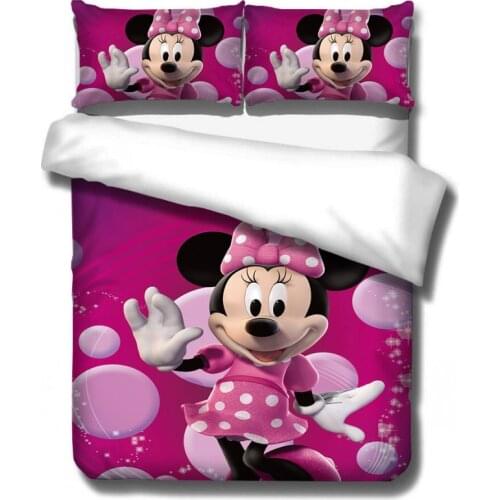 Disney Mickey Minnie mouse Bedding Set Duvet Cover pillowcase Adult Children bed set Single Queen King size Home Textiles 3pcs