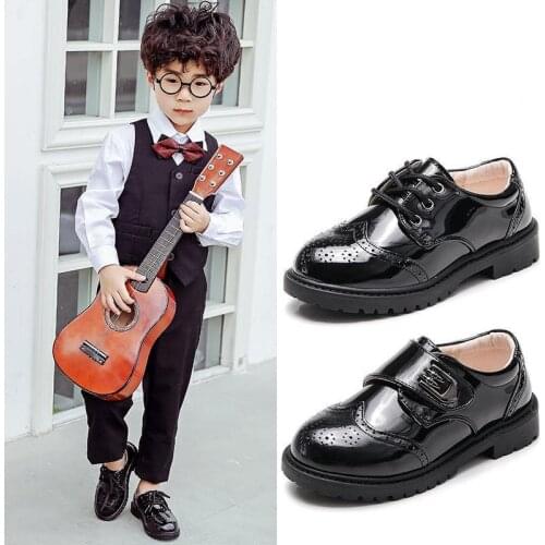 New Children Dress Leather Shoes Boys Casual Black Performance School Student Flats Breathable Baby Kids Toddler 033