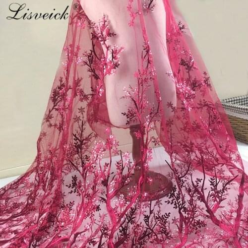 Sequins Embroidery French Net Lace Fabric 3D flower Tulle Lace African Lace Fabric for wedding Nigerian Party dress