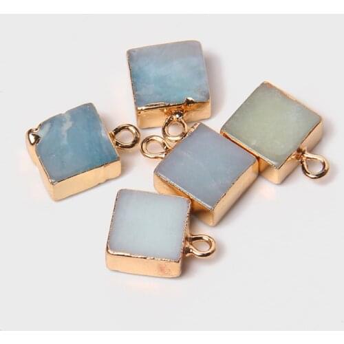 2pcs 10MM Natural Gem Stone Quartzs Square Geometry Charm Pendant For Handmade Necklace Bracelet Earring Jewelry Making Supplies