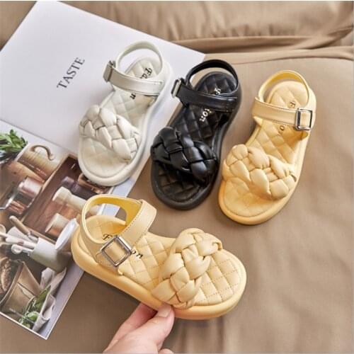 2021 Summer Toddler Girls Sandals Children Princess Shoes Baby Woven Sandals Comfortable Soft Bottom Kids Casual Beach Shoes