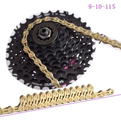 MTB Mountain Bike Chain 9 10 11Speed Hollow Ultralight Bicycle Chain 116L Silver Gold Colorful Road Bike Chains