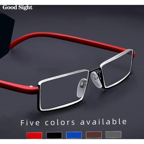 Square Design Reading Glasses Ultralight TR90 Half Frame Semi Rimless Presbyopic Eye Glasses Alloy Hyperopia Glasses Male +3.5+4