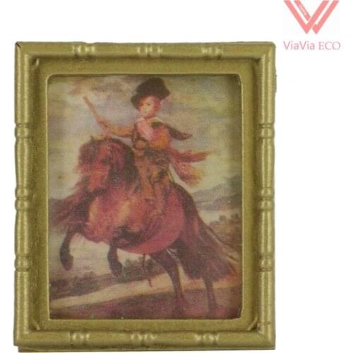OMoToys Resin Frame Knight Mural Wall Painting Dollhouse Miniature 1:12