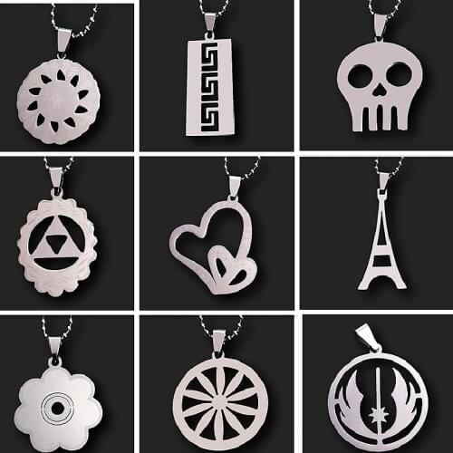 2pcs Hip-hop/Skull/Eiffel Tower/Wheel/Angel Wings/Heart/Flower/Stainless Steel Necklace Pendants DIY Charm Jewelry Crafts Making