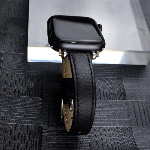 For apple watch se 40mm 44mm band women girls slim leather strap for iwatch 6 5 4 apple watch 3 38mm 42mm bands thin wrist strap