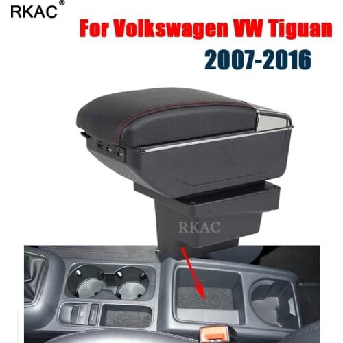 LUXURY+USB For Volkswagen VW Tiguan I 2007-2016 Dual Layer Armrest Cup Holder Center Centre Console Storage Box 2014-2017