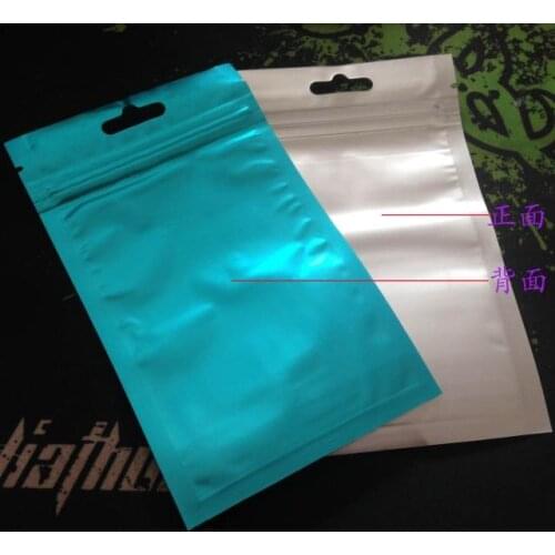 Retail 100Pcs/Lot 10*18cm Zipper Plastic Blue Clear Packaging Bag Self Seal Zip Lock Storage Packing Bag Poly Bag Hang Hole