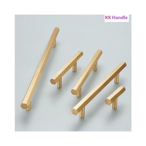 Hexagon Brass Cabinet Knobs and Handles Furniture Handles Kitchen Pulls Gold Drawer Knobs Copper Cabinet Pulls