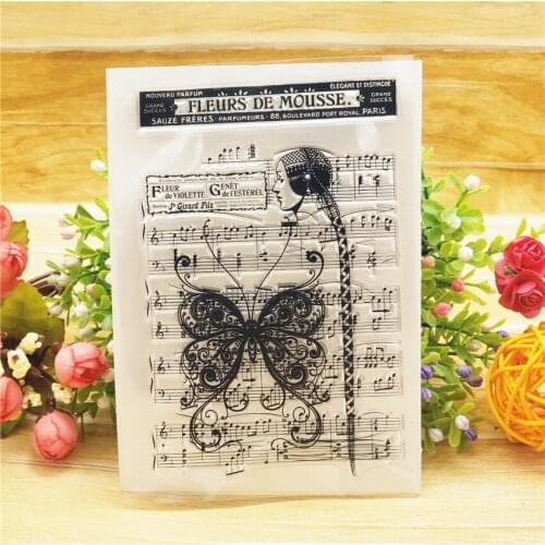 11*16CM Butterfly Staff Transparent Clear Stamps / Silicone Seals Roller Stamp For DIY Scrapbooking Photo Album/Card Making