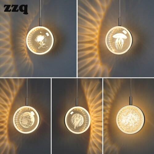 Modern Chandelier Ceiling Crystal Single Head Chandelier LED Smart Plug-in Interior Decoration Bedside Bedroom Dining Room