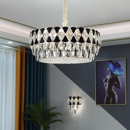 Modern Crystal Chandelier Light Luxury Simple New Living Room Bedroom Lamp Round Atmosphere Dining Room Lamp Nordic Style Lamps