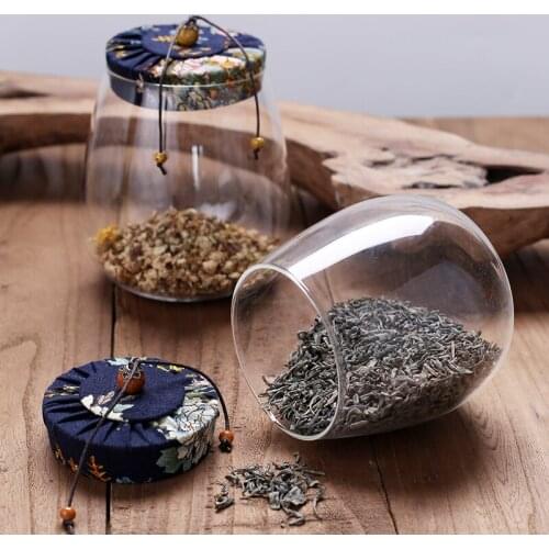 Japanese style antique glass tea pot flower tea jar small storage jar coffee beans dried fruits cereals glass jar gifts LB01104