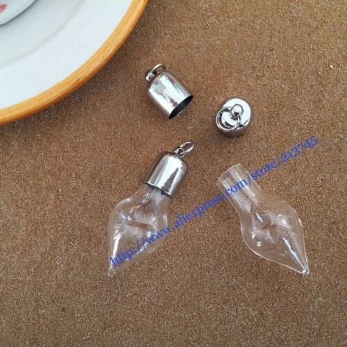 Glass Vials Pendant Wish Bottle With Mental Cap DIY rice/ bottle/miniature/vials Pendant