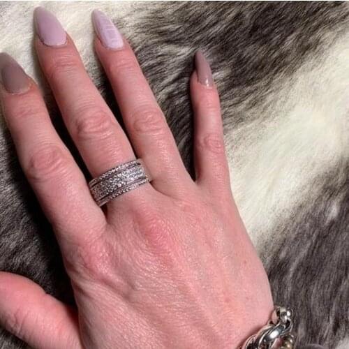 Eternity five dazzling layers Promise Ring AAAAA cz 925 Sterling Silver Engagement Wedding Band Rings for women Party Jewelry