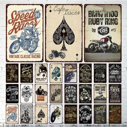 Lankshear Retro Cafe Racer Vintage Tin Sign Metal Sign Decor Plaque Art Metal Painting Garage Man Cave Pub Bar Club Decoration
