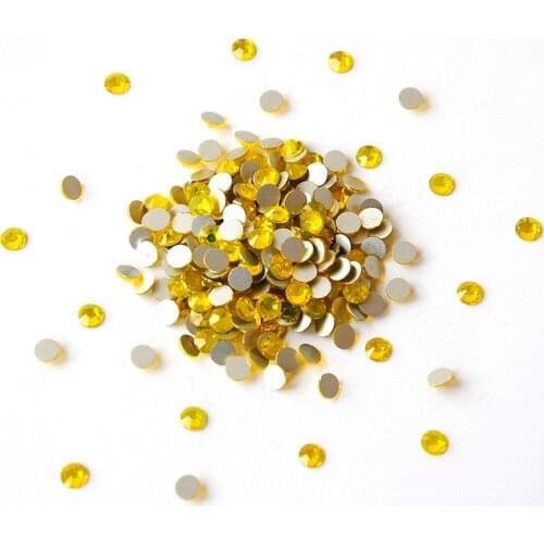 High Quality Rhinestones Citrine Color Mix Size SS3-SS34 Glitter Non Hotfix Flatback Manicure Nail Art Decorations Glass Beads