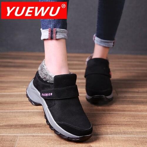 YUEWU Women’S Large Size Classic Casual Cotton Shoes Velcro Flat Heel Shoes Cow Suede Vamp Warm And Comfortable