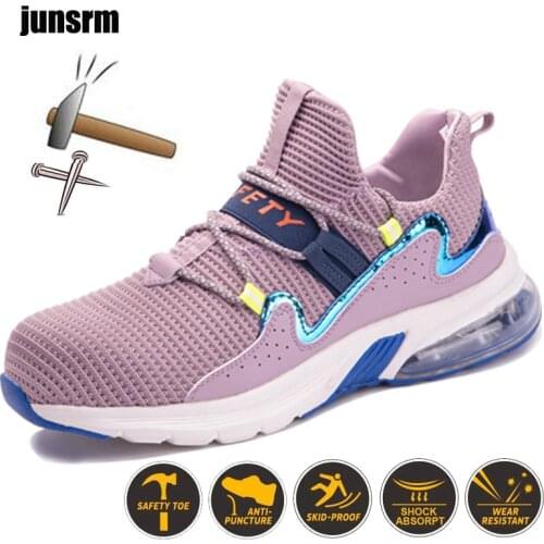 Safety shoes mens lightweight breathable puncture-proof steel toe cap womens sports indestructible work boots protective shoes