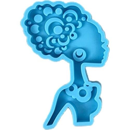 Curly Hair Women Shape Coaster Cup Mat Pad Resin Mold Keychain Silicone Mould AXYD