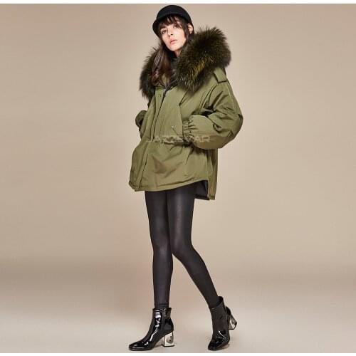 Womens Raccoon Fur Collar Womens Down Jacket Womens New Fashion Korean Version of The Long Warm Coat Coat Women