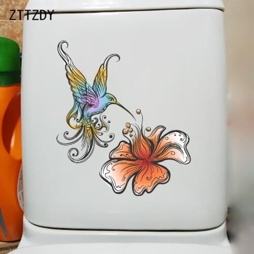 ZTTZDY 21.9×25.3CM Hand-Painted Art Toilet WC Stickers Creative Cartoom Home Wall Decoration T2-1371