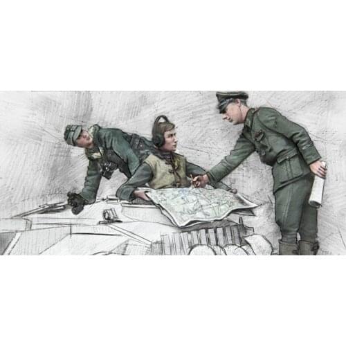 1/35 Resin Figure Model Kit Unassambled Unpainted//S071(3 figures with Headphone etching NO TANK)