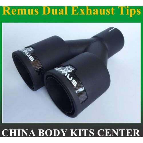 1pcs Double wall brushed finished 304 Stainless Steel matte/black vehicle REMUS car exhaust muffler tips