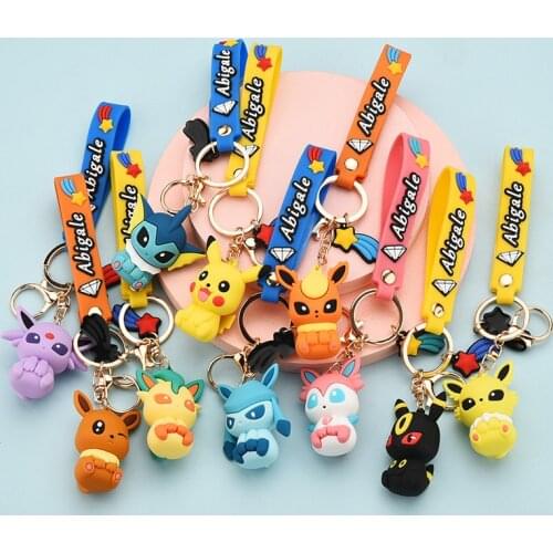10 styles Pokemon Eevee Sylveon Espeon Pikachu Action Figure Keychain Classic Japanese Cartoon Fashion Keychain Toy Gift