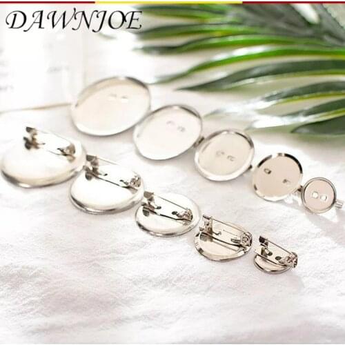 15 20 25 30mm Round Brooch Base Cabochon Blank Trays Brooch Pins Cabochon Base Blank Setting DIY Jewelry Making Finding