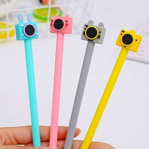 40 Pcs / New Cartoon Camera Modeling Neutral Pen Creative Stationery Students Cute Pen Black Office Signature Pen Wholesale