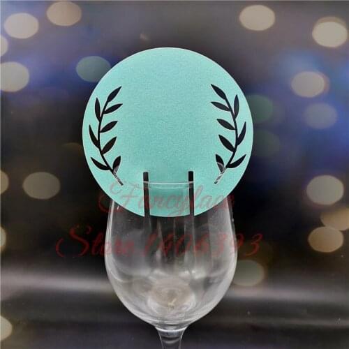 50x Round Vine Shape Table Name Place Escort Cup Card Wine Glass Cards Paper Laser Cut Wedding Baby Shower Party Decorations