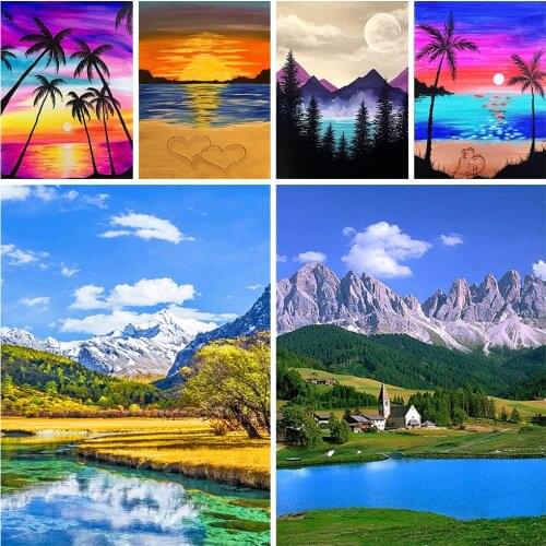 5D Diamond Painting Landscape Landscape Sea View Round Embroidery Cross Stitch Kit Painting Mosaic DIY Home Decoration Gift
