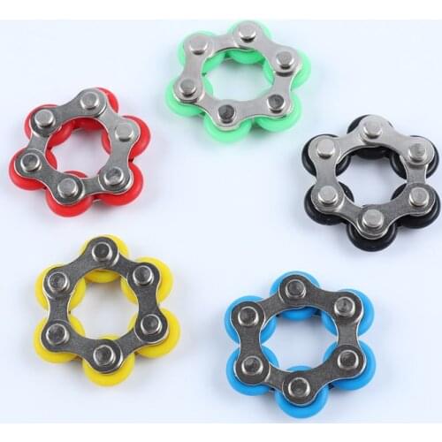 Six Roller Chain Novelty Bike Chain Fidget Toys for Pressure Relief Autism ADHD ADD Anxiety in Classroom Office School Portable