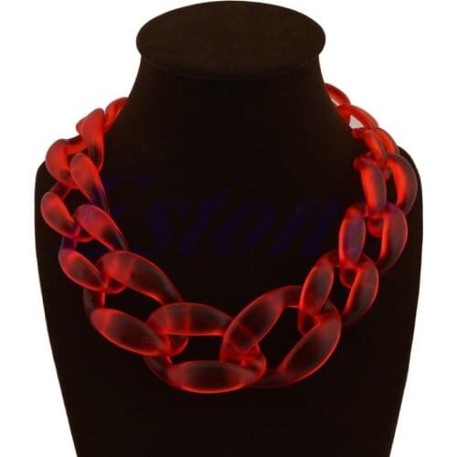 97QE Lackingone Acrylic Collar Chunky Choker Statement Bib Chain Necklace Pendants