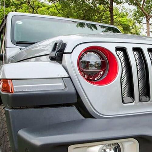 Car Accessories For Jeep Wrangler SUV 2018 2019 Exterior Carbon Fiber Style Headlight Cover Molding Trim Head Light Lamp Frame