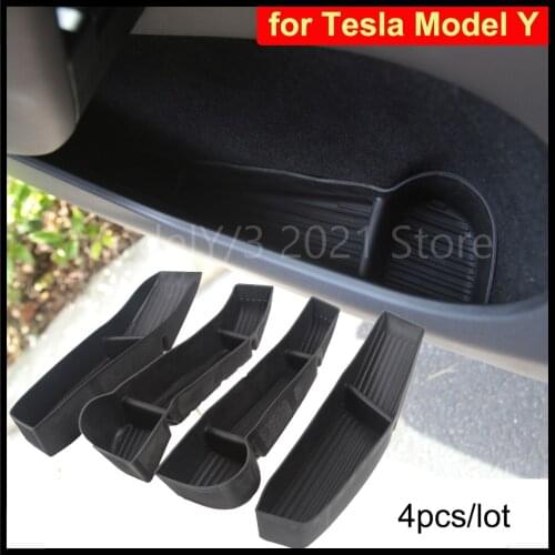 For Tesla Model Y 2021 Auto Door Side Storage Barrel Box Handle Armrest Tray Organizer Container Hidden Holder Car Accessories