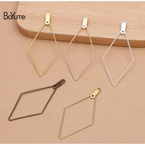 BoYuTe (50 Pieces/Lot) 47*22MM Metal Brass Rhombus Pendant for Drop Earring Making Diy Handmade Jewelry Materials Wholesale