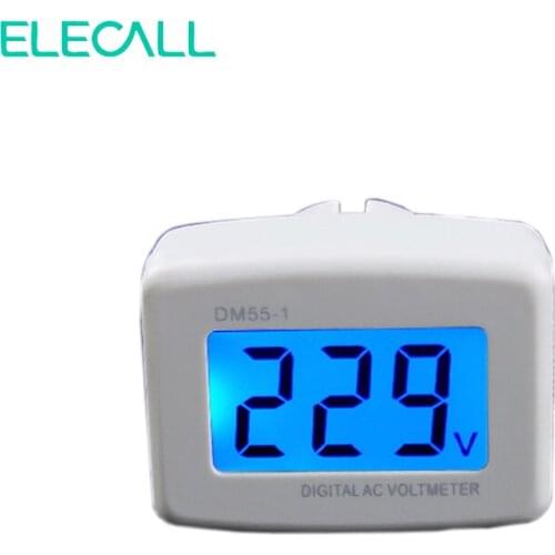 ELECALL US /EUPlug DM55-1 AC 80-300V LCD Digital Voltage Meter Voltmeter With Blue Back Light