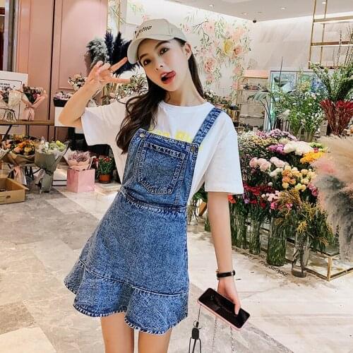Denim Dress For Women 2019 Summer Cotton Chic Spaghetti Strap Dresses Female Vintage Multi Pocket Sundress AIYANGA