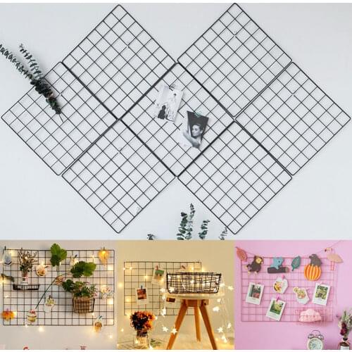 Ins Iron Grid Home Wall Decoration Photo Frame Wall Art Display Storage Shelf Organizer DIY Rack Holder Girl Bedroom Decoration