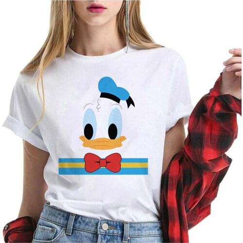 T Shirt Summer Short Sleeve Donald Duck Print Cartoon Disney Tshirt Love Couple Family Outfits Tee Tops Streetwear Dropship