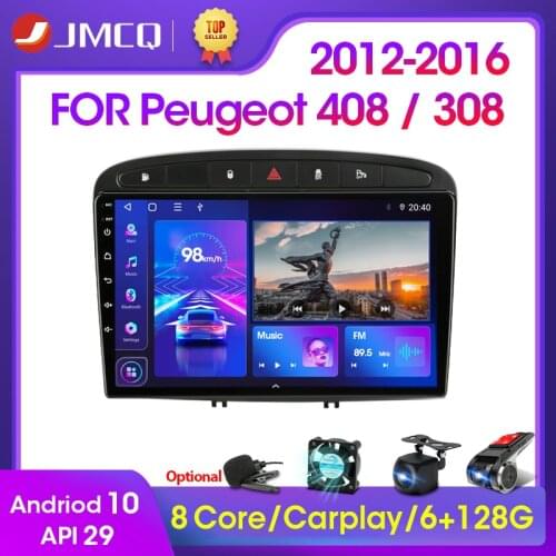 JMCQ 9" Android 9.0 2G+32G 4G NET+WiFi DSP Car Radio Multimedia Video Player For Peugeot 408 308 2012-2016 Navigation GPS 2 din