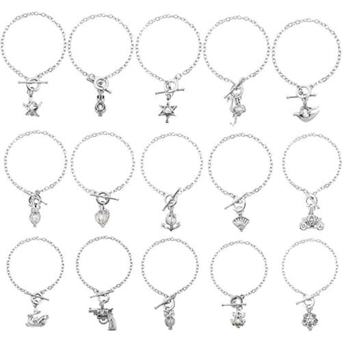 HENGSHENG 15 PCS Bracelet Sets Pearl Oyster Fitting with 1 PC Real Oval Pearl in Pendant