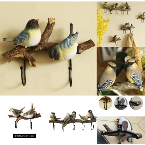 Bird Clothes Hook Door Entrance Key Storage Holder Creative Pastoral Wall Coat Hat Rack Wall Hanging Hook Wall Decoration