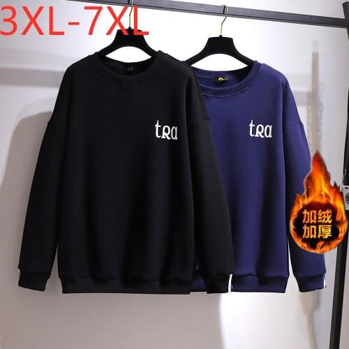 New Ladies Autumn Winter Plus Size Tops For Women Large Pullover Long Sleeve Loose Wool Line Thick T-shirt 3XL 4XL 5XL 6XL 7XL
