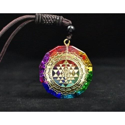 Orgonite Pendant Necklace Sacred Geometry Reiki Chakra Healing EMF Protection Crystal Energy Necklace Meditation Tools Jewelry