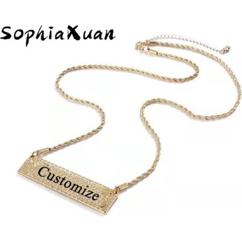 SophiaXuan Hawaiian Custom Necklace Fashion Personalized Letter Name Chain Big Pendant Necklaces for Women Men Brithday Gifts